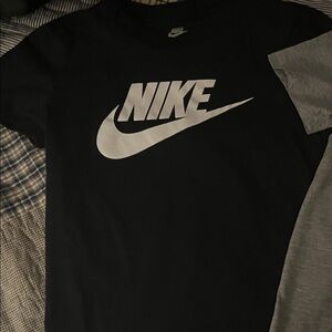 Nike Boys Black and Gray Short Sleeve Tee. Gray Nike Shorts. Black Jordan Shorts